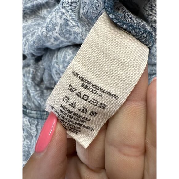 Free People Blue Paisley Print V-Neck Open Back Jumpsuit Size M 100% Viscose - Picture 7 of 8